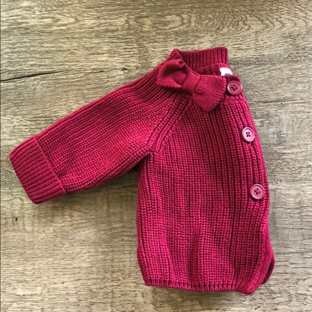 Janie and Jack Maroon Cardigan, 6-12M, Worn Oncs